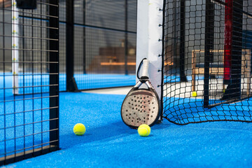 paddle sport on the paddle court, ball, rackets