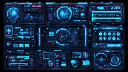 Fototapeta premium Futuristic control panel with HUD elements.