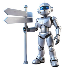 Fototapeta premium 3d render of automated robot character pointing finger on transparent background 