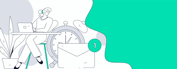 Flat vector illustration of business people operating work scene
