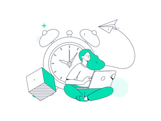 Flat vector illustration of business people operating work scene
