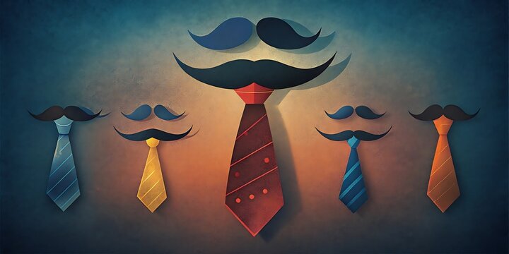 Patr&oacute;n de textura granulada de corbata y bigote, tema del D&iacute;a del Padre, dise&ntilde;o elegante para celebraciones y regalos.