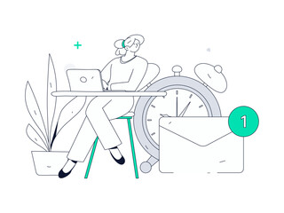 Flat vector illustration of business people operating work scene
