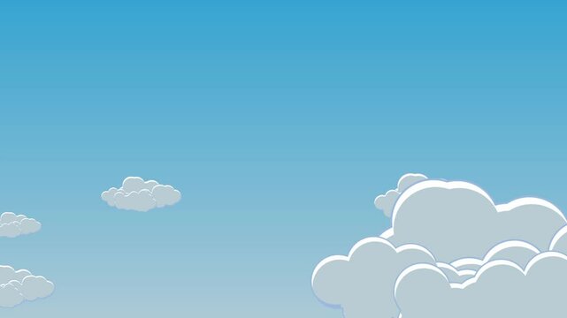 animation vid&eacute;o cartoon avec des nuages se s&eacute;parant sur fond bleu