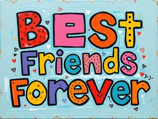 Best Friends Forever Colorful Artistic Text Painting