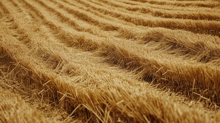 Fototapeta premium Golden Wheat Field with Textured Straws and Curved Lines