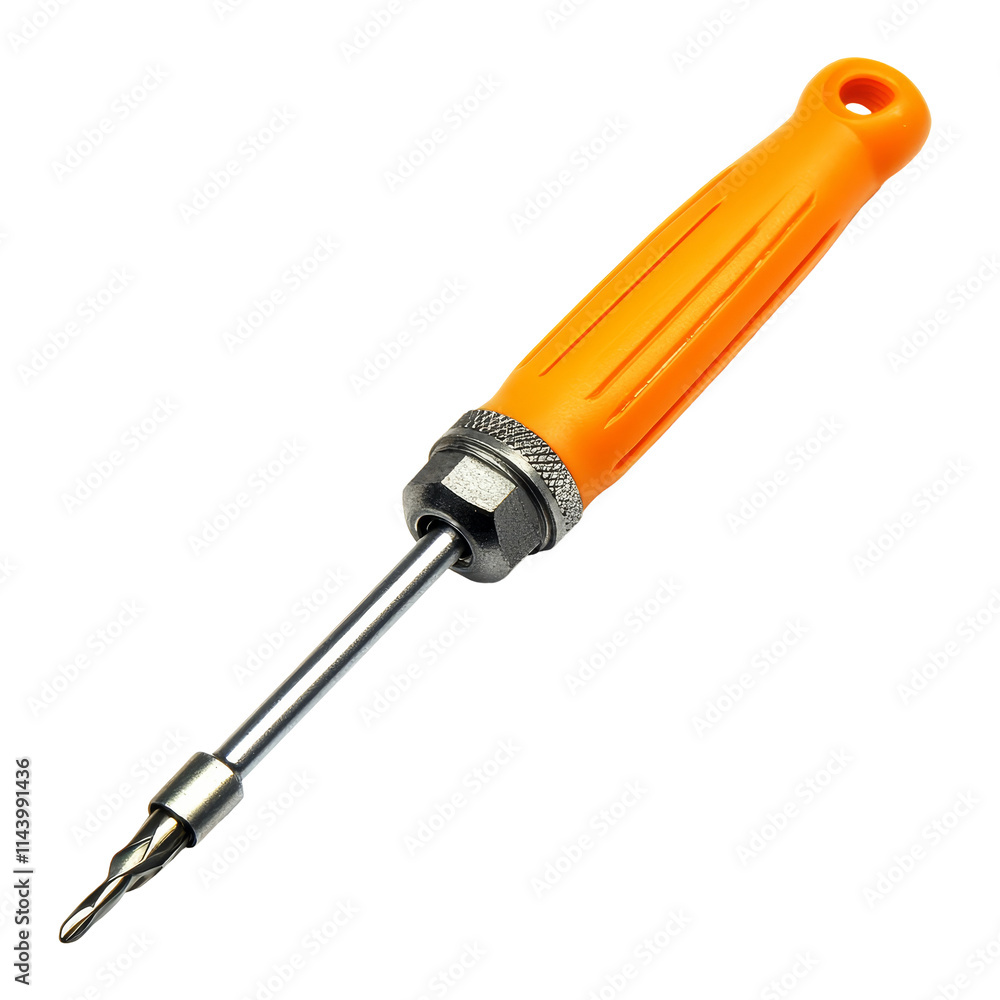 Poster a bright orange screwdriver isolated on a clean transparent background for clear visibility and vers
