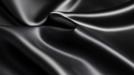 Fototapeta premium Smooth black fabric showcasing elegant curves and textures, ideal for luxurious design projects.