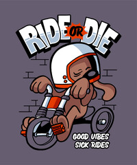 Ride or Die Retro Cartoon Illustration Design