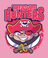 Treasure Hunters Retro Cartoon Illustration Design
