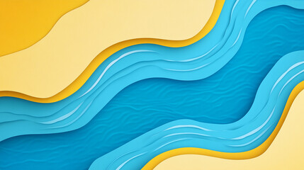 Beach paper cut background summer template