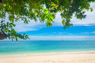 The best island in Koh Lanta Island. Koh Rok Island, Beautiful seascape, white sand beach and blue sky, Mu Ko Lanta National Park, Krabi Province, Thailand.