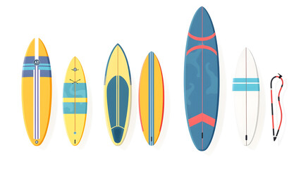 Set of surfboards on white background. Generative AI