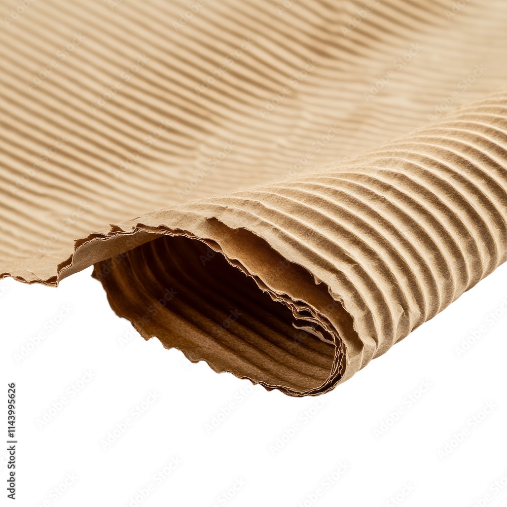 Poster kraft corrugated paper lying on a clean transparent background highlighting its texture and design f