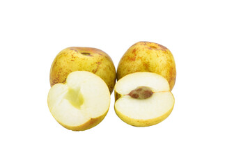 Half and whole chinese jujube isolated on transparen png.