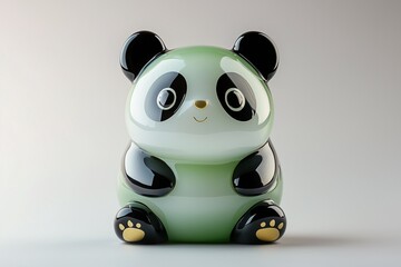 Minimalist Glass Panda Figurine with Green Gradient - Imagined with AI