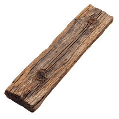 Fototapeta premium Weathered plank of wood on a clean transparent background showcasing natural texture and rustic character, Old plank of wood on transparent backgroundfile