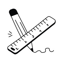 Icon of a drafting scale, ideal for technical and artistic drawings