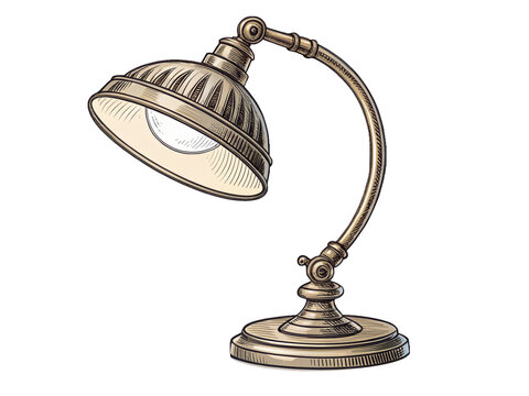 a angle poise lamp retro illustration on transparent