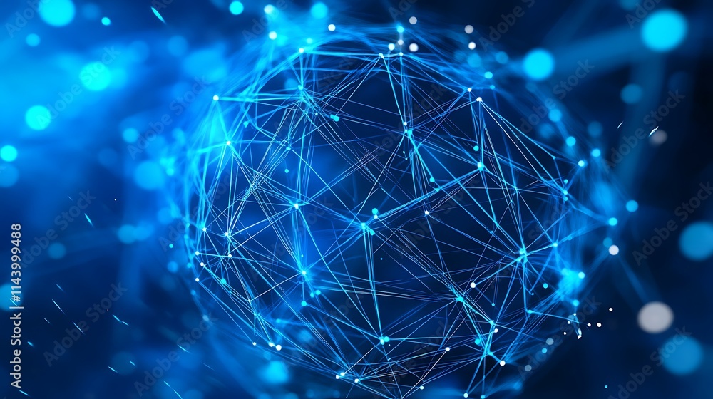 Aufkleber abstract blue network globe with connected lines and dots for technology and innovation themes