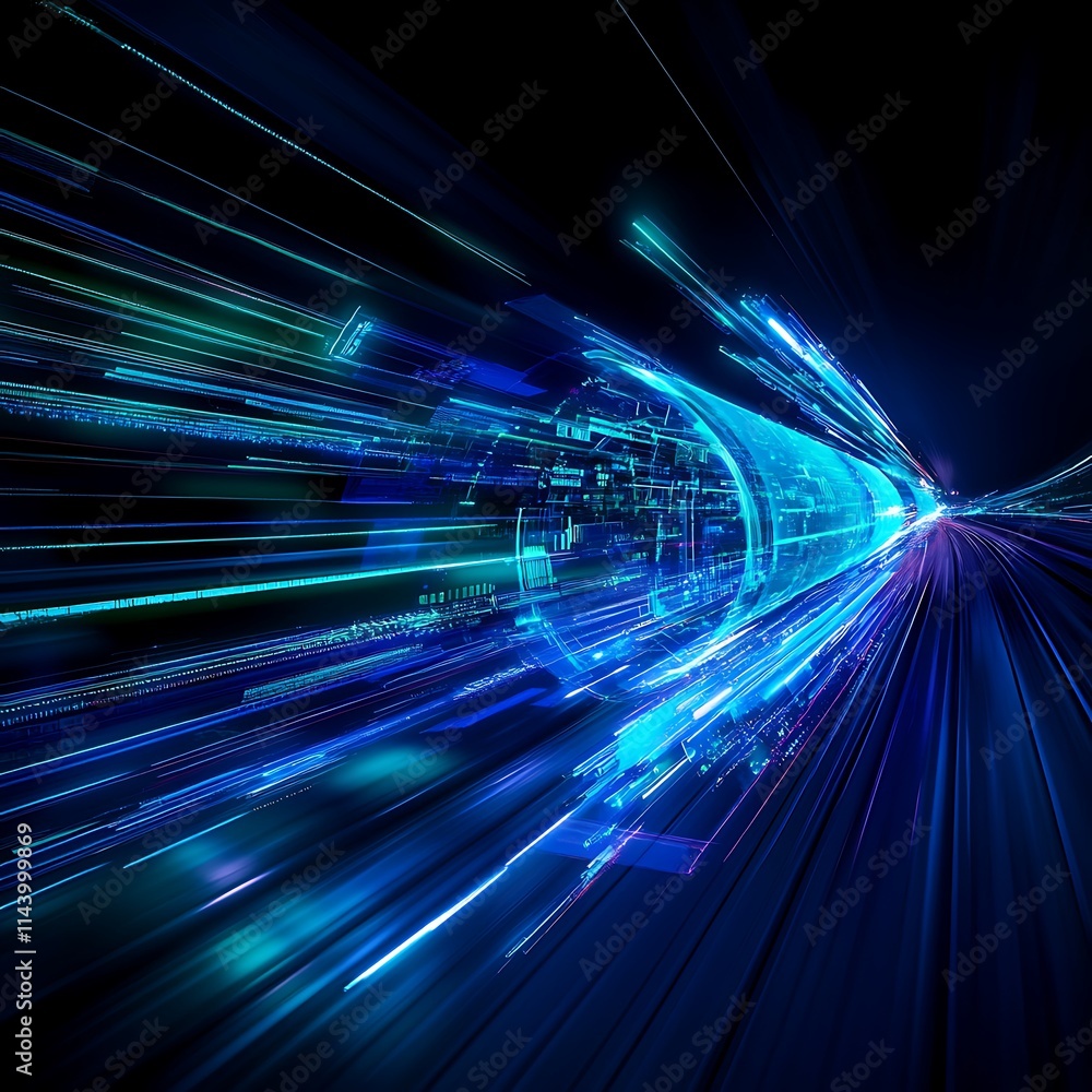 Aufkleber abstract digital background with glowing light trails and futuristic data elements