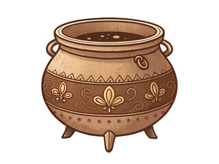 a cauldron retro illustration on transparent