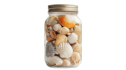 Capture the Beach Vibes with a Glass Mason Jar Full of Seashells Perfect for Coastal Decor and Summer Crafts Ideas.