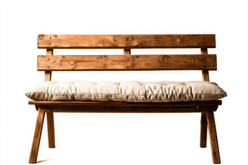 Minimalist rustic wooden bench with soft cushion for comfort