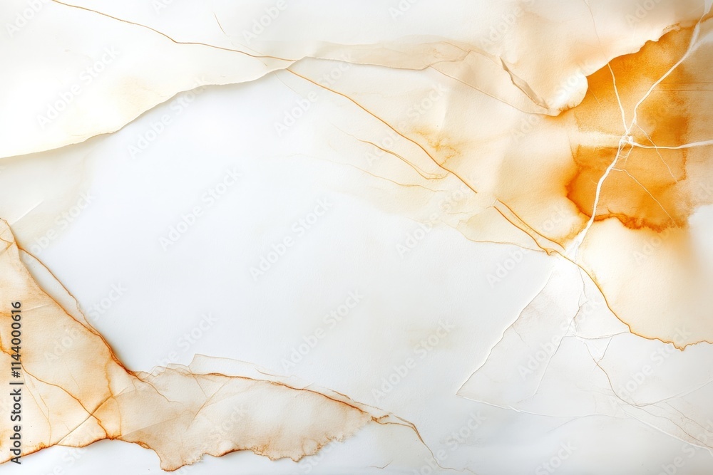Aufkleber abstract beige and white marble texture with subtle orange veins and intricate patterns on a smooth 