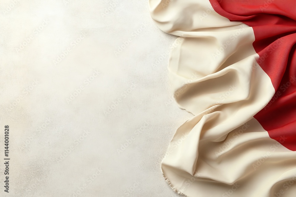 Poster fabric draped to create a stylish background with soft folds and contrasting colors for design and s