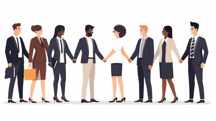 A diverse business professionals shaking hands during a business meeting, symbolizing corporate collaboration and international teamwork with different nationalities, isolated on white background.