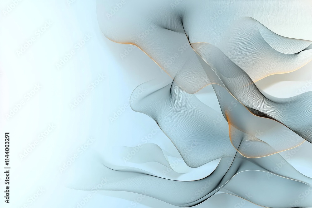 Poster abstract flowing lines create a serene backdrop with soft tones and gentle shapes