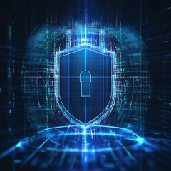 Digital Lock Icon Representing Cybersecurity and Data Protection in Futuristic Environment