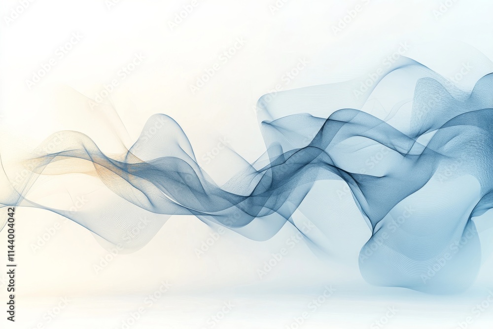 Poster abstract blue and grey flowing waves creating a serene and elegant background