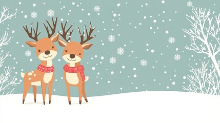 Fototapeta premium Christmas card with reindeer 