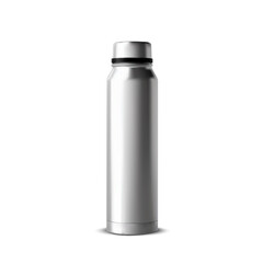 Realistic Silver Thermos Bottle Mockup for Outdoor, Travel, and Eco-Friendly Branding Design