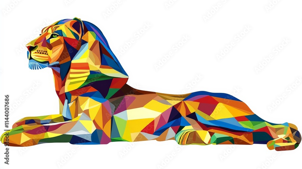 Poster modern abstract sphinx reinterpretation with vibrant colors
