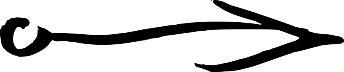 Black Hand-Drawn Curved Split-Tail Arrow