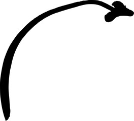 Black Hand-Drawn Curved Thin Arrow