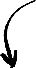 Black Hand-Drawn Downward Curved Arrow