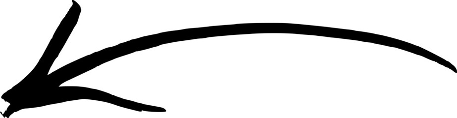 Black Hand-Drawn Curved Left Arrow
