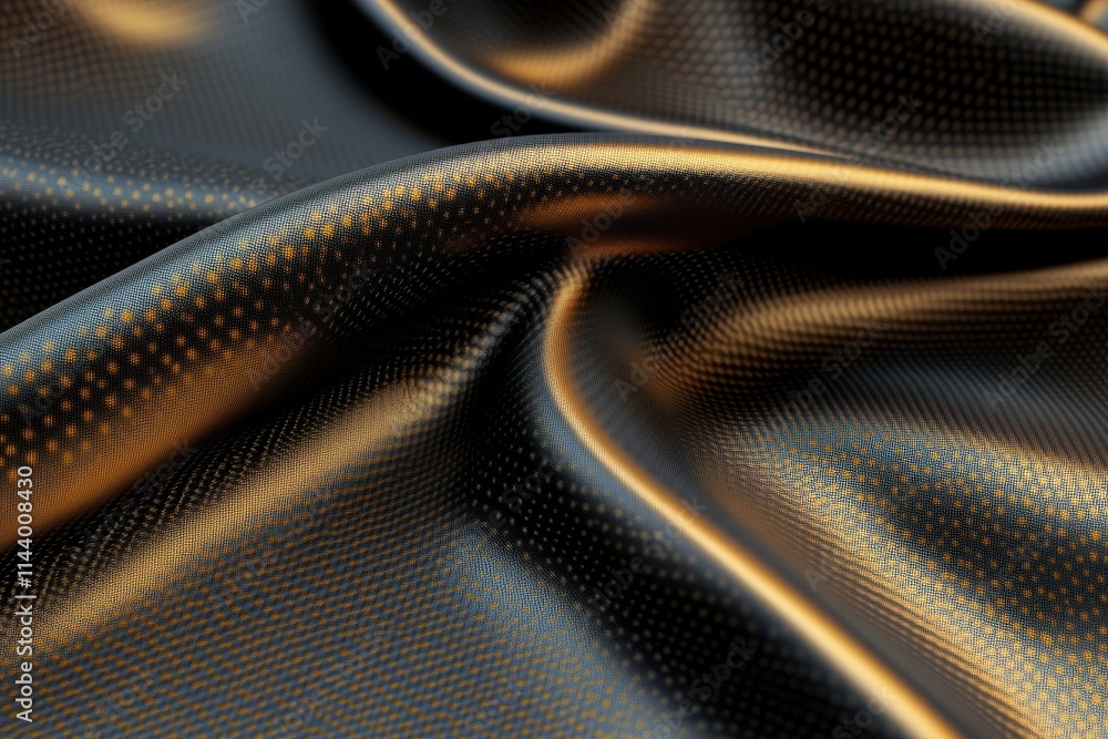 Poster textured black fabric with subtle shimmer reflecting light in an elegant display