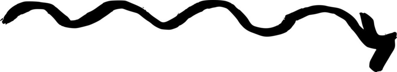 Black Hand-Drawn Wavy Arrow