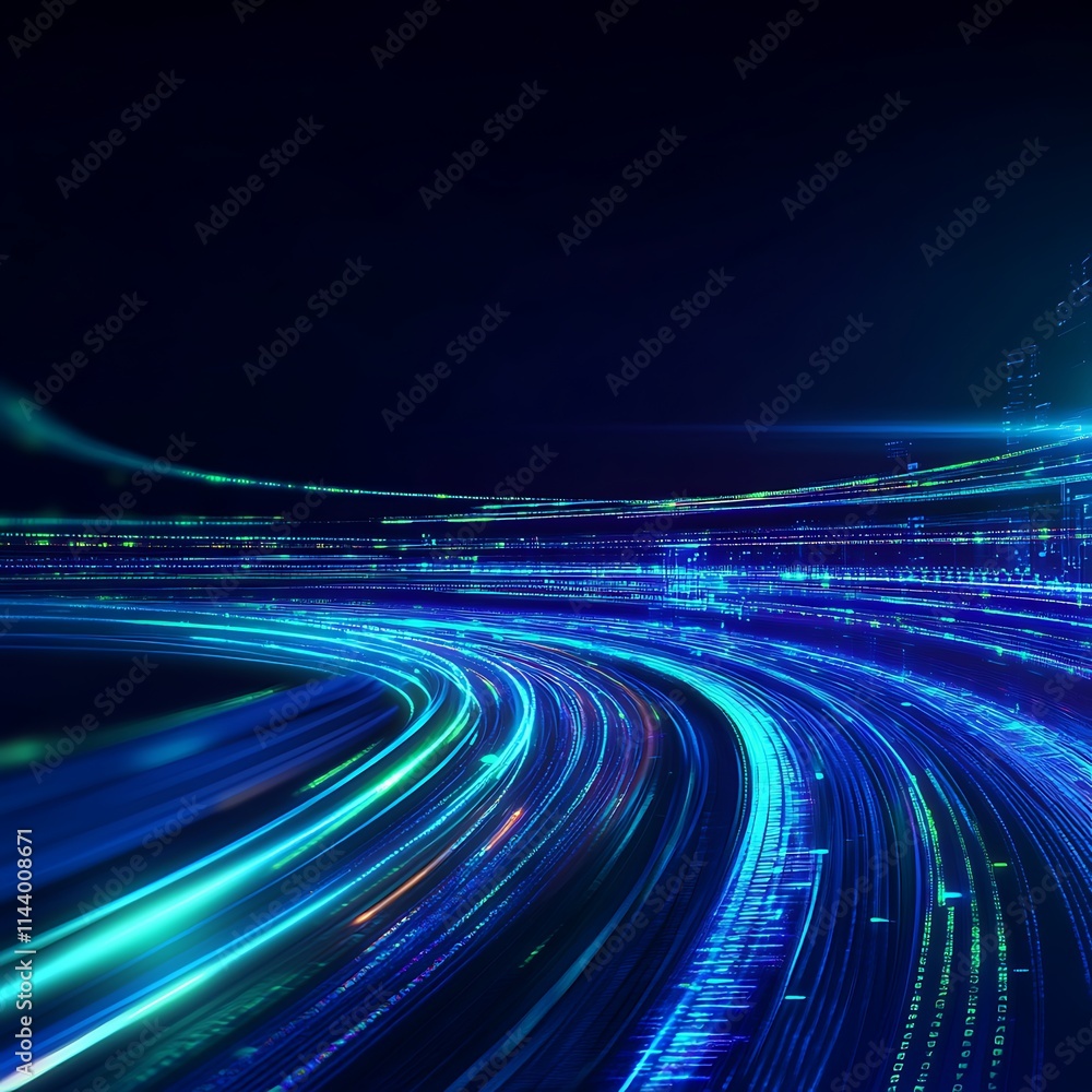 Poster dynamic motion background with light trails and vibrant colors in abstract digital design