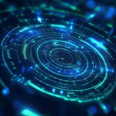 Obraz premium Futuristic Abstract Digital Technology Circular Pattern with Light Effects in Cyber Space