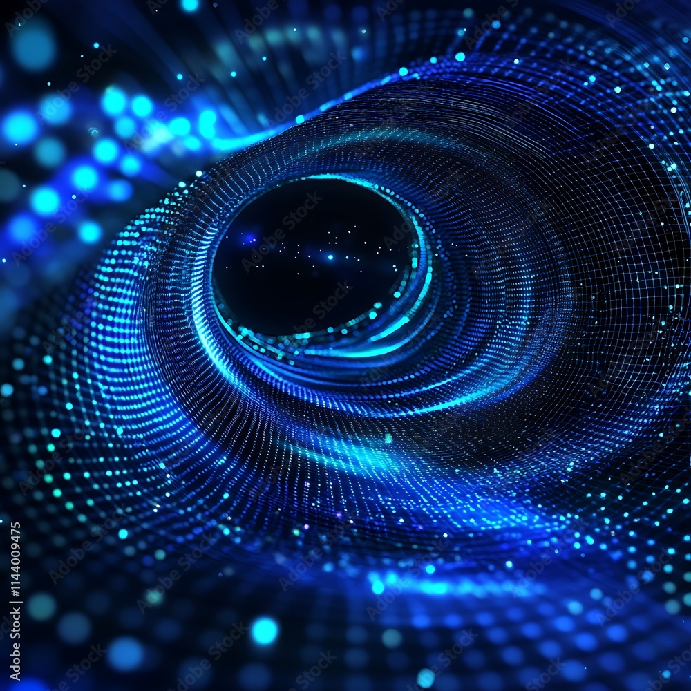 Aufkleber futuristic abstract swirl with blue and cyan light particles in a dynamic digital space