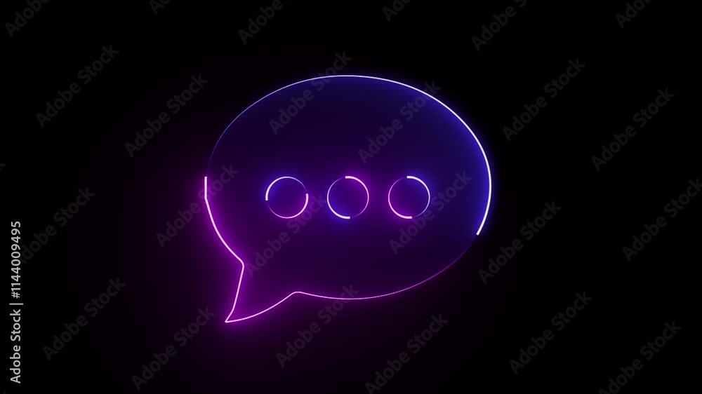 Poster abstract glowing message neon icon animated on a black background video.