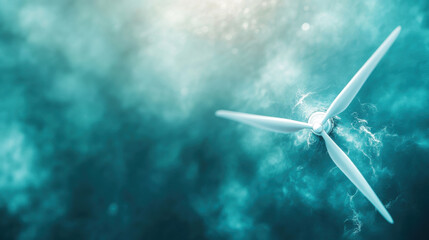 Fototapeta premium Aerial view of turbine on ocean surface: renewable energy source for sustainable future