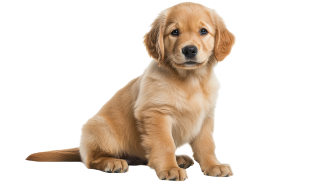 Delightful Golden Retriever Puppy Sitting Playfully with a Toy, Perfect for Pet Lovers and Family Photos.