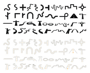 Roads and highways in perspective. Road routes with curves.